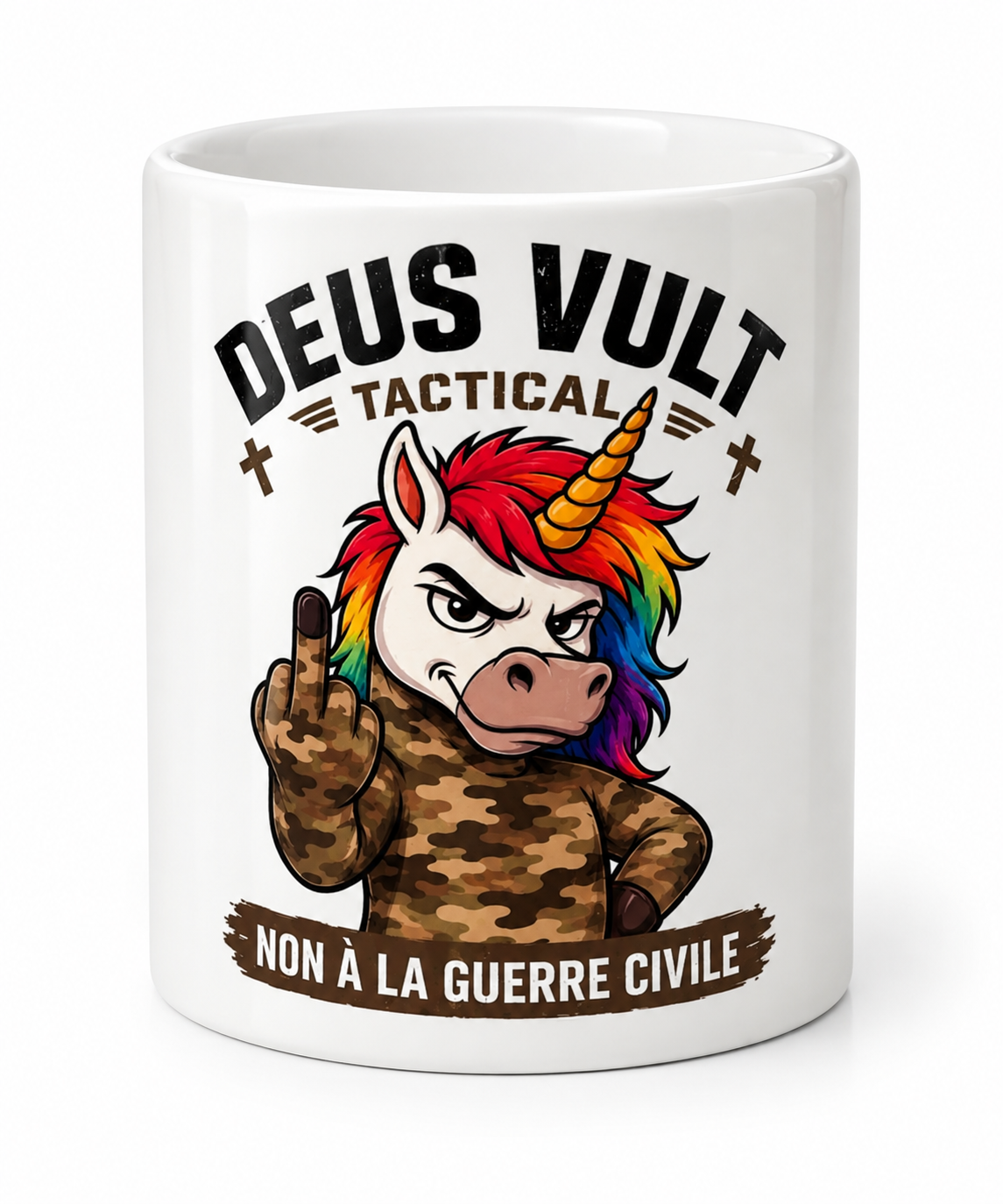 Mug Licorne Non à la guerre civile- Deus Vult Tactical